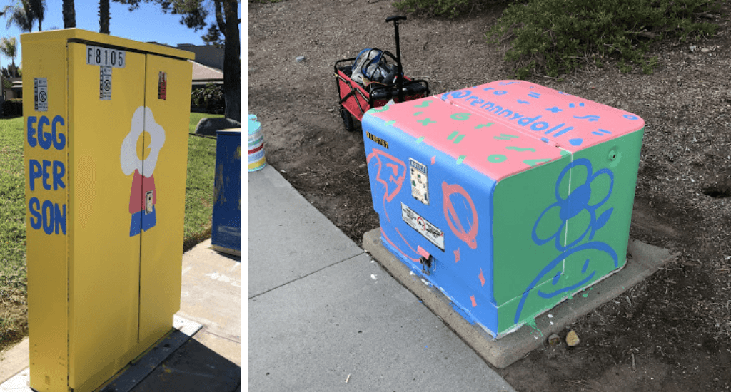 Electric Boxes Ren has painted over in Mira Mesa, CA.
